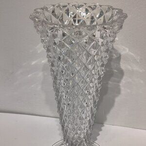 Brilliant Cut Glass Vase 8" tall 4" widest. "Roses are Red'...Vintage